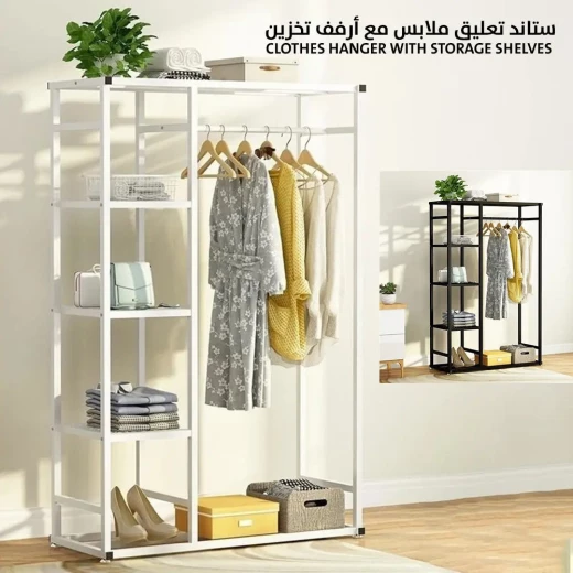 علاقة ملابس مع أرفف تخزين: منظم خزانة ملابس فعال