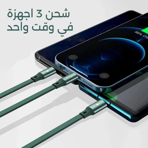 كابل شحن 3 في 1 قابل للسحب, كابل USB متعدد متوافق مع آيفون، تايب سي ومايكرو USB، لا يتشابك، شاحن سريع محمول للسفر والاستخدام اليومي - Image 8