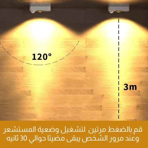 ضوء ليلي LED قابل لإعادة الشحن مع مستشعر حركة, إضاءة ليلية لاسلكية صغيرة للتثبيت الذاتي, مثالي للممرات، الخزائن، السلالم وغرف النوم - Image 4