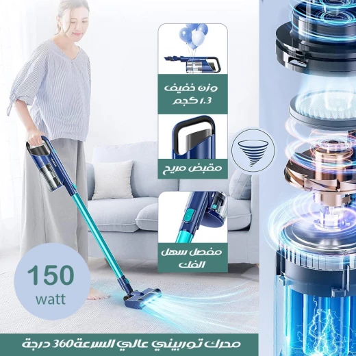 Hommak Cordless Handheld Vacuum Cleaner, Powerful Suction, Lightweight Design with Multiple Attachments for Car & Home Cleaning - Hommak - Image 2