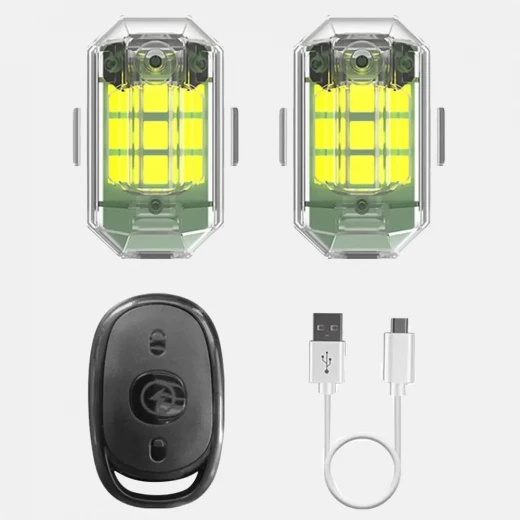 أضواء ستروب LED للسيارات والدراجات النارية مع جهاز تحكم عن بعد - عبوة من 2 - Image 2