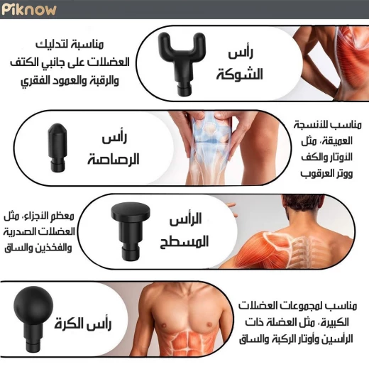 PIKNOW Muscle Massage Gun with 4 Heads, Deep Tissue Percussion Massager, Adjustable Speeds for Muscle Relief and Recovery, Portable Design - Piknow - Image 3