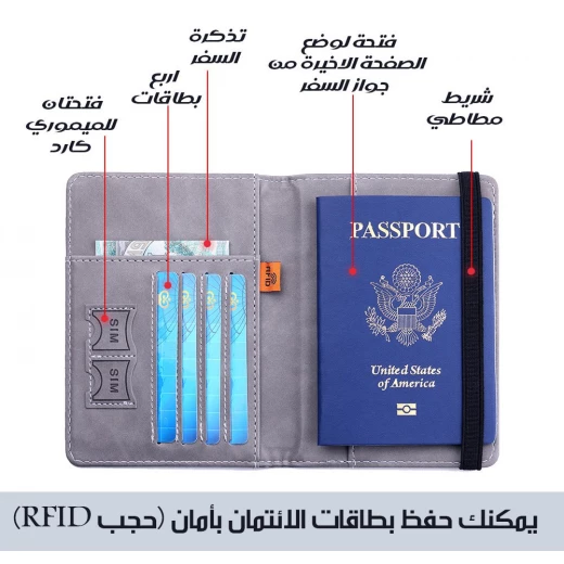 مجموعة حافظات جواز سفر وبطاقات (3 قطع), منظم آمن للوثائق والبطاقات للسفر, تصميم مدمج ومتين - Image 3