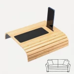 Wooden Sofa Side Table - Adjustable Armrest Table for Drinks & Snacks