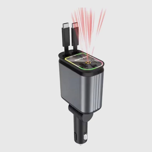 شاحن سيارة USB-C بإضاءة نجوم: شحن سريع 4 في 1 بكابل قابل للسحب شاحن سيارة USB-C بإضاءة نجوم: شحن سريع 4 في 1 بكابل قابل للسحب
