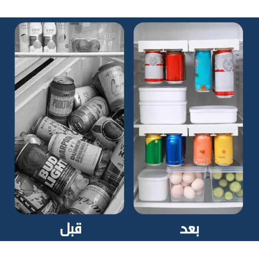 منظم رف تخزين علب المشروبات بالثلاجة، قابل للتكديس، يحمل 12 علبة، شفاف - Image 4