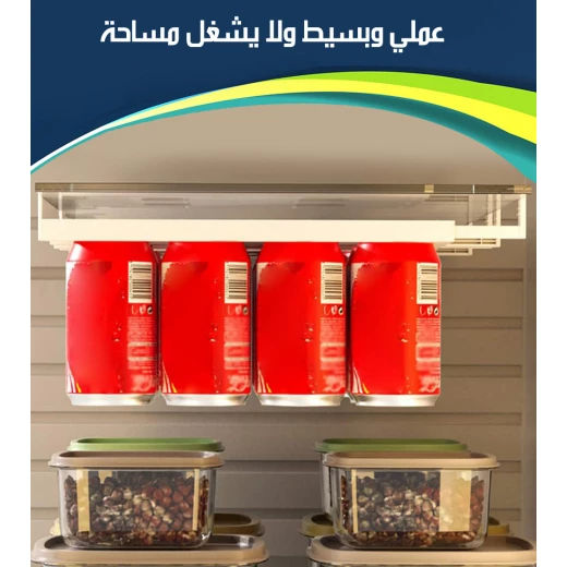 منظم رف تخزين علب المشروبات بالثلاجة، قابل للتكديس، يحمل 12 علبة، شفاف - Image 5