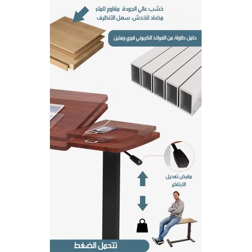 طاولة جانبية قابلة للطي والتمديد من MetaShop مع عجلات، تصميم متعدد الاستخدامات لغرفة المعيشة وغرفة النوم، لون أسود، قطعة واحدة، سهلة التخزين - ميتاشوب - Image 4