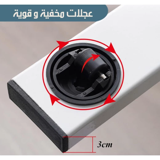 طاولة جانبية قابلة للطي والتمديد من MetaShop مع عجلات، تصميم متعدد الاستخدامات لغرفة المعيشة وغرفة النوم، لون أسود، قطعة واحدة، سهلة التخزين - ميتاشوب - Image 7