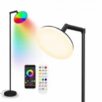 مصباح أرضي LED عصري مع إمكانية تعديل اتجاه الإضاءة ودرجة حرارة اللون، مثالي لغرف المعيشة والمكاتب. يتميز بإعدادات قابلة للتعتيم وعمر افتراضي طويل. متوافق مع 110V-240V