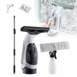 Cordless Window Cleaner Portable Electric Glass Cleaning Tool with Rechargeable Battery, 2 Interchangeable Heads for Various Window Sizes, Streak Free Shine