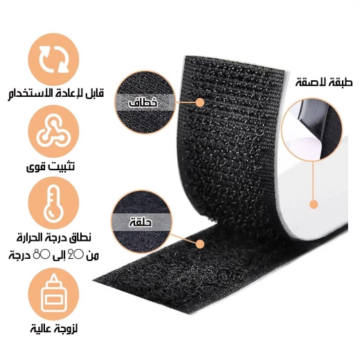 شريط فيلكرو لاصق مزدوج شديد التحمل: حل تثبيت آمن وقابل لإعادة الاستخدام، لاصق قوي، أسود، 1 بوصة × 10 أقدام، مثالي للاستخدام المنزلي والمكتبي والصناعي المتنوع - Image 5