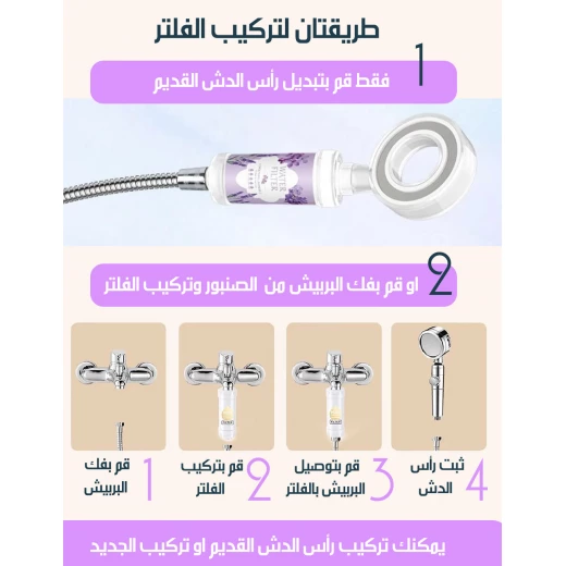 رأس دش فاخر بفلتر فيتامين سي وعلاج عطري: فلتر بولي بروبيلين لإزالة الشوائب، يعزز صحة البشرة والشعر، سهل التركيب، متوافق مع معظم أنظمة الدش القياسية - Image 5