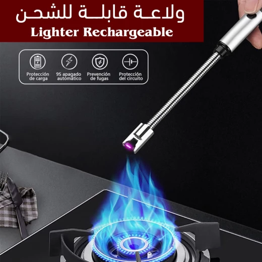 Multi Use Rechargeable Lighter with Flexible Neck 360 Degree Rotation for Candle, Stove, Grill, BBQ, Kitchen, and Outdoor Use, Black, 12 Inch - Image 3