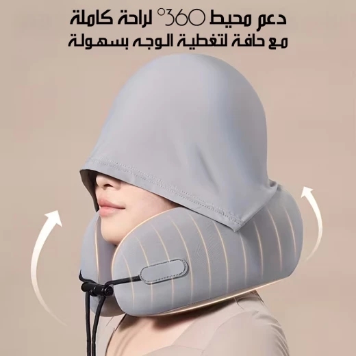 Premium Memory Foam Travel Pillow with Hood, Ergonomic Neck Support for Airplane, Car, Train, Provides Superior Comfort and Relaxation, Includes Compact Carrying Case - Image 6