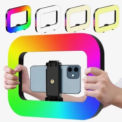 مصباح حلقي RGB للإضاءة، ألوان زاهية مع إضاءة بيضاء، يعزز جودة الصور والفيديوهات، مثالي لصناع المحتوى والتصوير والبث المباشر