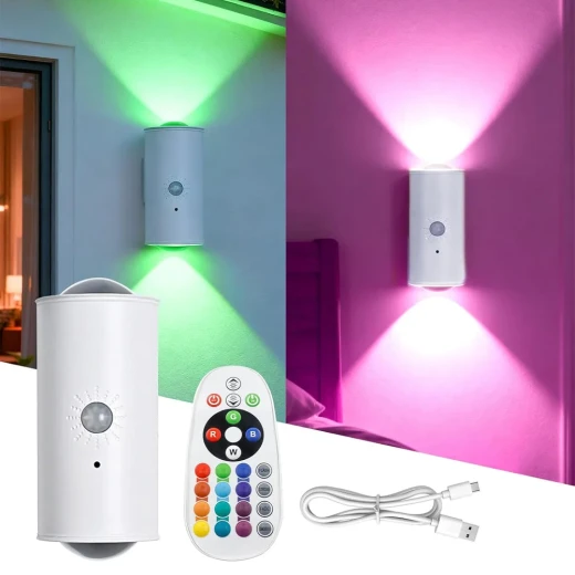 مصباح حائط LED لاسلكي قابل لإعادة الشحن مع جهاز تحكم جادة الشحن مع جهاز تحكم عن بعد – RGB - Rechargeable - Image 2