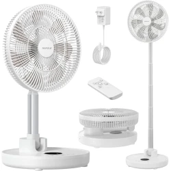Telescopic Extendable Fan with Adjustable Height – Converts from a Compact Desk Fan to a Full-Size Floor Fan, with Remote Control and Portable Design