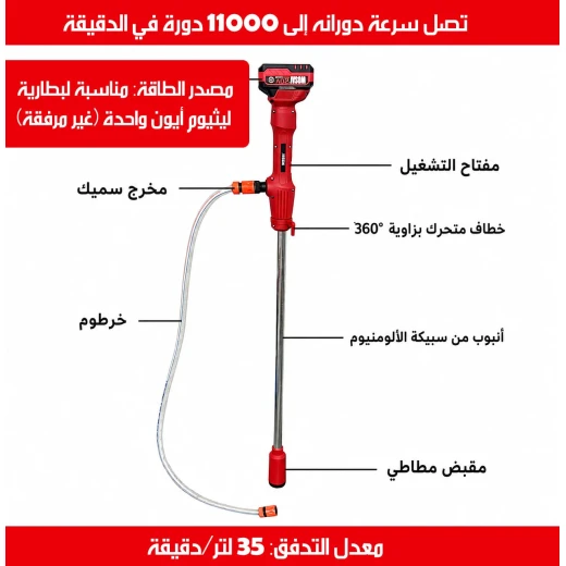 مضخة تصريف مياه تعمل ببطارية ليثيوم أيون – لاسلكية وسهلة الاستخدام لمهام ضخ وتصريف المياه - Lithium-ion - Image 5