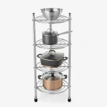 4-Tier Metal Pan Stand for Pots and Pan Storage, Practical Kitchen Organizer for Pots, Pans and Lids, Space-Saving Design, Ideal for Keeping Cookware Neat and Organized - Metashop
