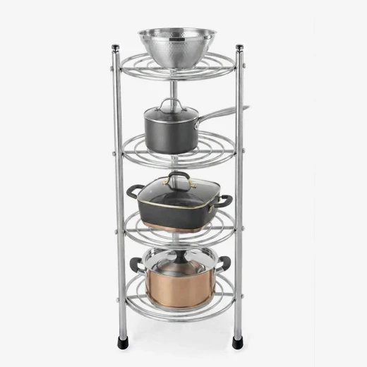 4-Tier Metal Pan Stand for Pots and Pan Storage, Practical Kitchen Organizer for Pots, Pans and Lids, Space-Saving Design, Ideal for Keeping Cookware Neat and Organized 4-Tier Metal Pan Stand for Pots and Pan Storage, Practical Kitchen Organizer for Pots, Pans and Lids, Space-Saving Design, Ideal for Keeping Cookware Neat and Organized