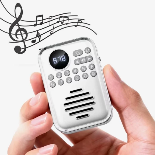 Mini Portable Radio Bluetooth Speaker with Clip, Compact and Lightweight Design, Easy to Carry, Ideal for Music, Radio Listening, Travel, Camping and Outdoor Use - Metashop - Image 2