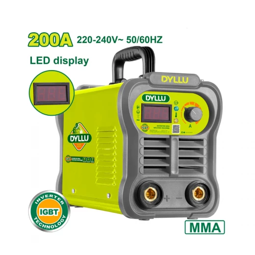 ماكينة لحام 200 أمبير MMA بتقنية العاكس IGBT ,مزودة بنظام ARC-Force ومضادة للالتصاق, تعمل على 220 فولت مع خوذة وإكسسوارات, للأقطاب 1.6 إلى 4.0 مم من ديلو ماكينة لحام 200 أمبير MMA بتقنية العاكس IGBT ,مزودة بنظام ARC-Force ومضادة للالتصاق, تعمل على 220 فولت مع خوذة وإكسسوارات, للأقطاب 1.6 إلى 4.0 مم من ديلو