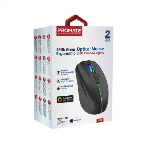 فأرة بروميت كيت اللاسلكية المريحة مع أضواء LED قوس قزح - برو مات - Image 8