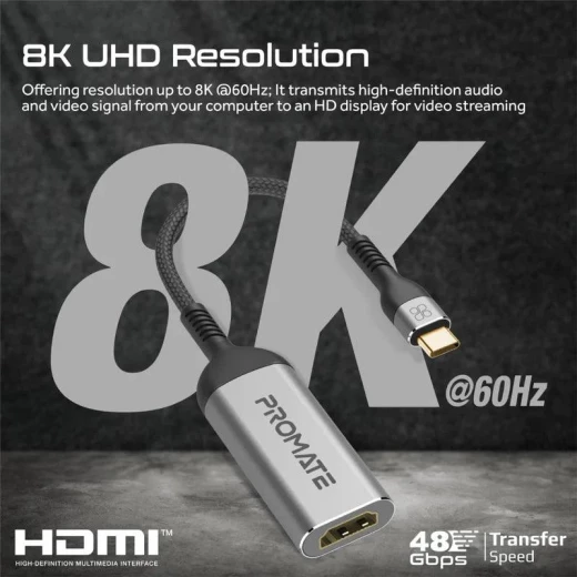 محول Promate 8K USB-C إلى HDMI: وضوح كريستالي للبث - برو مات - Image 3