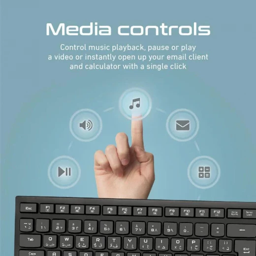 مجموعة لوحة مفاتيح وفأرة لاسلكية Promate ProCombo-12 - بحجم كامل - برو مات - Image 4