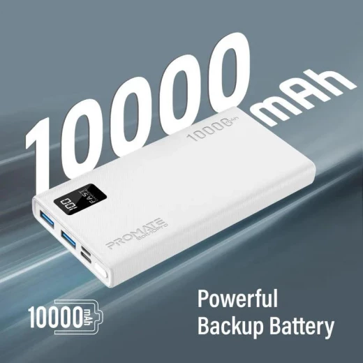 Bolt-10Pro, باور بانك 10000 مللي أمبير, بمنفذي USB-A وUSB-C وشاشة LCD ذكية, شحن آمن وسريع, تصميم مدمج ومحمول من بروميت - برو مات - Image 3
