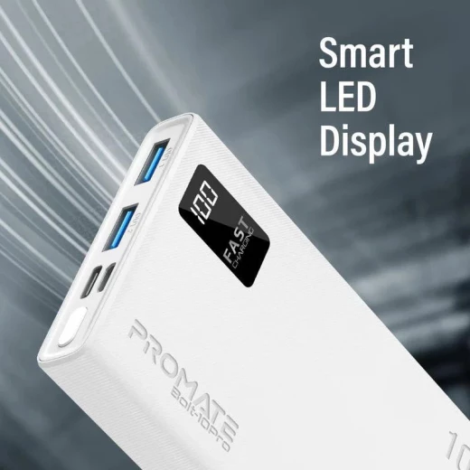 Bolt-10Pro, باور بانك 10000 مللي أمبير, بمنفذي USB-A وUSB-C وشاشة LCD ذكية, شحن آمن وسريع, تصميم مدمج ومحمول من بروميت - برو مات - Image 9