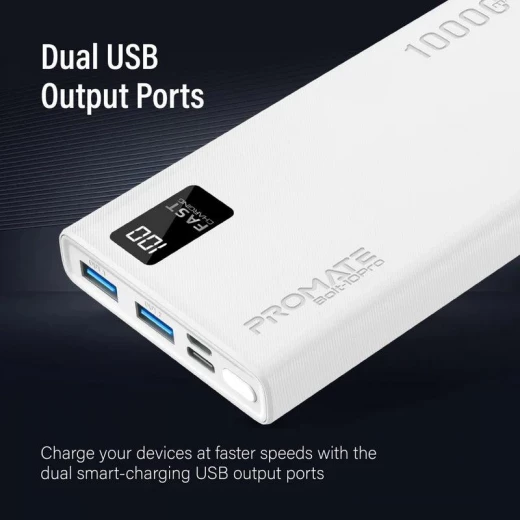 باور بانك بولت-10 برو 10000 مللي أمبير/ساعة - منفذي USB-A وUSB-C - أبيض من بروميت - برو مات - Image 3