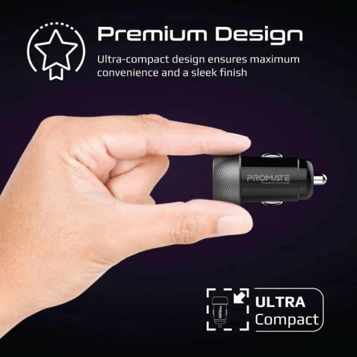 شاحن سيارة Promate PowerDrive-PD20 صغير 20 واط مع توصيل الطاقة - برو مات - Image 4