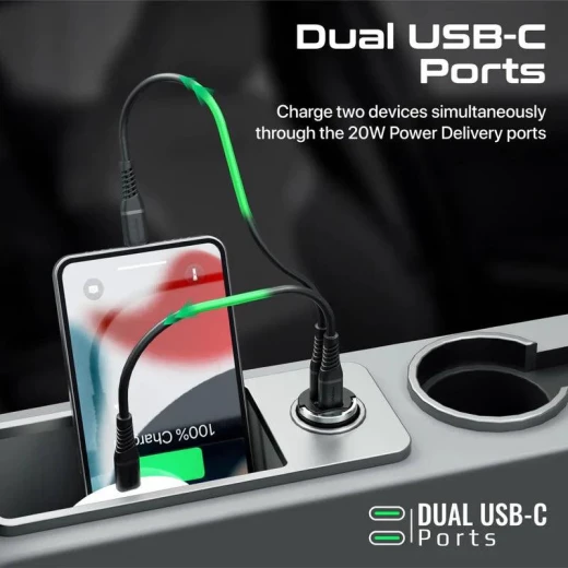 شاحن سيارة Promate Bullet-PD40 بقوة 40 واط بمنفذي USB-C - برو مات - Image 4