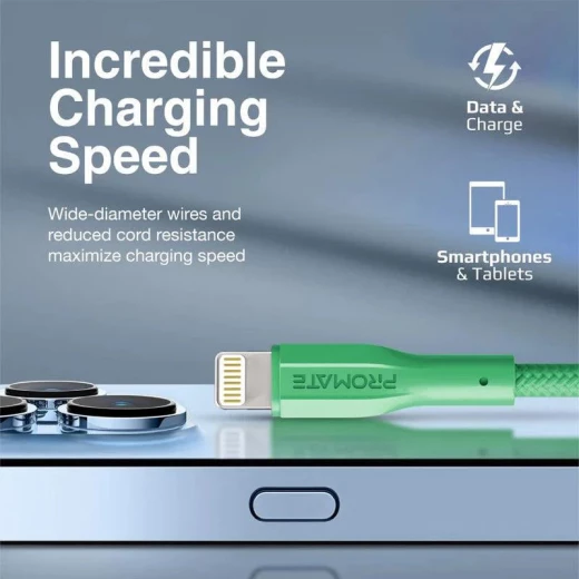كابل شحن آيفون XCord-Ai أسود, معتمد من ابلMFi، عالي التحمل وسرعة شحن فائقة, متوافق مع أجهزة ايفون و ايباد و ايربودز من بروميت - برو مات - Image 7