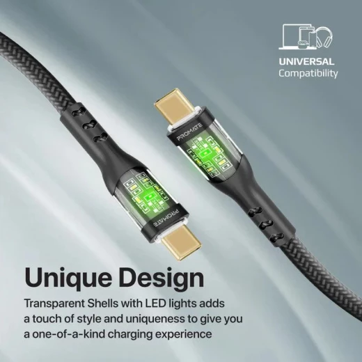 كابل ترانس لاين-سي سي USB-C بقوة 60 واط - شحن فائق السرعة، أسود من بروميت - برو مات - Image 3