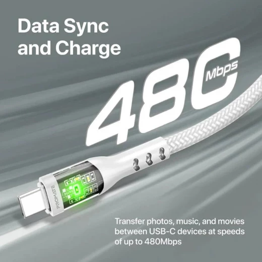كابل ترانس لاين-سي سي USB-C بقوة 60 واط - شحن فائق السرعة، أسود من بروميت - برو مات - Image 5