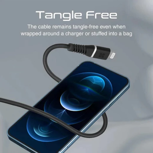 كابل USB-C إلى لايتنينغ معتمد من ابل MFi، شحن سريع بقوة 20 واط توصيل الطاقة، طول 1.2 متر، كابل سيليكون متين، متوافق مع آيفون وآيباد, أسود من بروميت - برو مات - Image 4