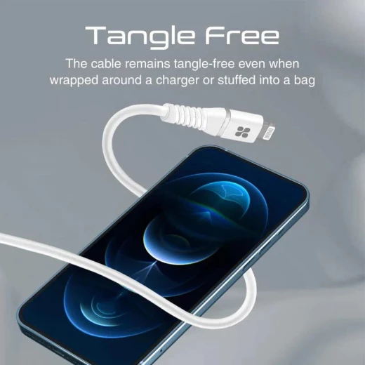 كابل USB-C إلى لايتنينغ معتمد من ابلMFi، شحن سريع بقوة 20 واط توصيل الطاقة، طول 1.2 متر، كابل سيليكون متين، متوافق مع آيفون /SE وآيباد, أبيض من بروميت - برو مات - Image 4