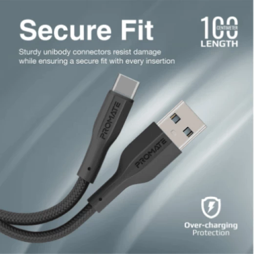 كابل USB-C للشحن ونقل البيانات - متر واحد، مرن، شحن سريع من بروميت - برو مات - Image 3