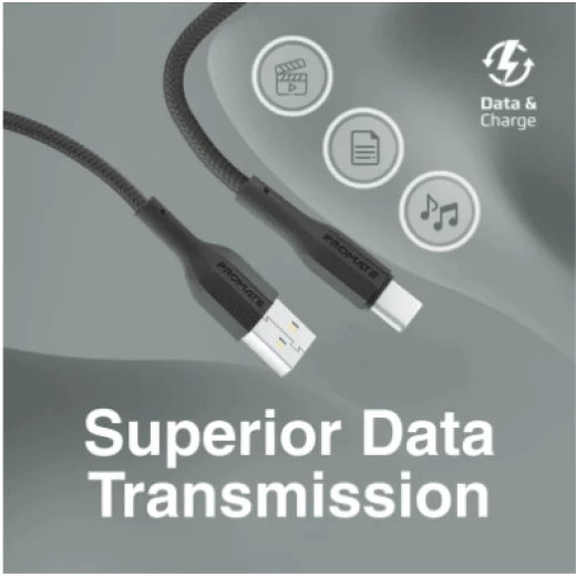 كابل USB-C للشحن ونقل البيانات - متر واحد، مرن، شحن سريع من بروميت - برو مات - Image 7
