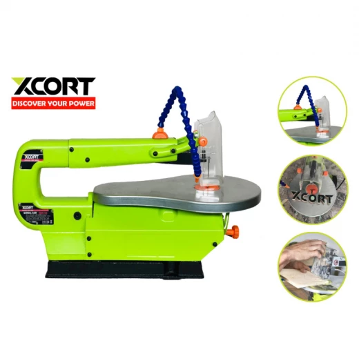 منشار خشب Xcort W85 - 85 واط، طول القطع 16 بوصة، طاولة مائلة