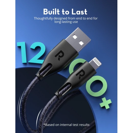 كابل راف باور CB1027 لايتنينج 2 متر أسود - شحن سريع ونقل بيانات - Ravpower - Image 4