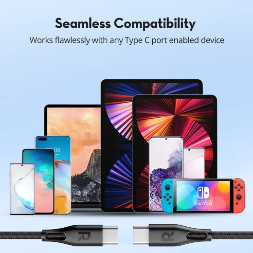 شاحن RAVPower CB1029 USB-C مع كابل مضفر بطول 1.2 متر شاحن RAVPower CB1029 USB-C مع كابل مضفر بطول 1.2 متر