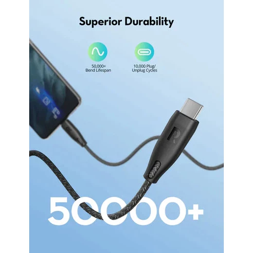 كابل شاحن Ravpower USB-C بقوة 100 واط (1.5 متر) - شحن سريع ومتين كابل شاحن Ravpower USB-C بقوة 100 واط (1.5 متر) - شحن سريع ومتين