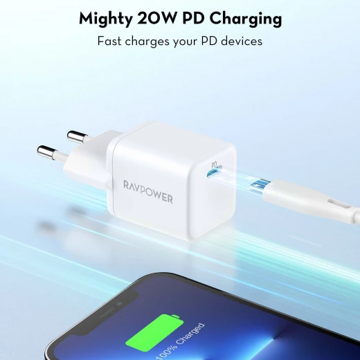 شاحن حائط RAVPower 20W PC167 أسود - شحن سريع للهواتف والأجهزة اللوحية شاحن حائط RAVPower 20W PC167 أسود - شحن سريع للهواتف والأجهزة اللوحية