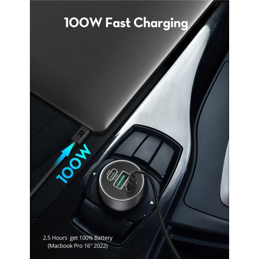 شاحن سيارة RAVPower 100 واط بـ 3 منافذ - شحن سريع رمادي - Ravpower - Image 6