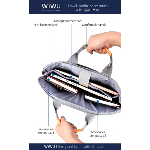 حقيبة جهاز لوحي WiWU Pioneer Pro مقاس 14-15.6 بوصة، حافظة واقية للكمبيوتر المحمول - وي وُو - Image 11
