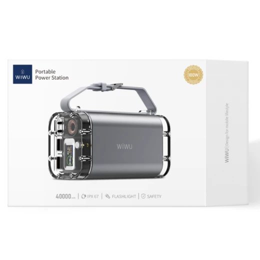 بنك طاقة WiWU 100W محمول 40000mAh رمادي شحن سريع - وي وُو - Image 2